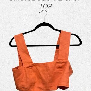 Future Collective Jenny K Lopez Orange Square Crop Top Size SMALL